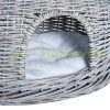 Cat bed 56x37x40 cm cat bed rattan basket with pillow two-story gray bed