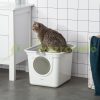 Cat litter tray cat toilet covered litter tray 44x55x39 cm portable litter tray with lid and shovel