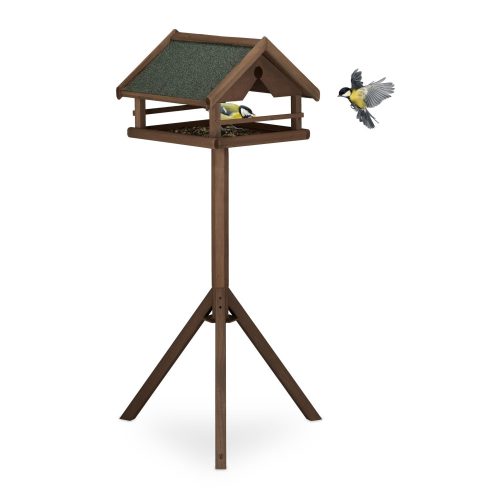 Bird feeder 120x62x55 cm standing pine wood bird feeder stand food holder garden decoration brown-green