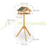 Bird feeder 120x62x55 cm standing pine wood bird feeder stand food holder garden decoration natural-green