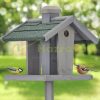 Bird feeder 135x67x56 cm standing pine wood bird feeder stand food holder garden decoration gray-green