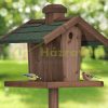 Bird feeder 135x68x55 cm standing pine wood bird feeder stand food holder garden decoration brown-green