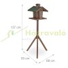 Bird feeder 135x68x55 cm standing pine wood bird feeder stand food holder garden decoration brown-green