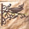 Wall-mounted bird feeder 24x28x14 cm wall-mounted bird bath bowl garden decoration brown 