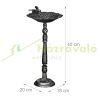 Bird feeder 40x18x20 cm standing antique cast iron bird bath stand bowl garden decoration black-silver