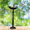 Bird feeder 40x18x20 cm standing antique cast iron bird bath stand bowl garden decoration black-silver