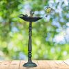 Bird feeder 40x18x20 cm standing antique cast iron bird bath stand bowl garden decoration black