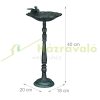Bird feeder 40x18x20 cm standing antique cast iron bird bath stand bowl garden decoration green