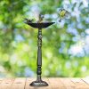 Bird feeder 40x18x20 cm standing antique cast iron bird bath stand bowl garden decoration green
