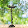 Bird feeder 40x20x18 cm standing antique cast iron bird bath stand bowl garden decoration brown