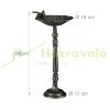 Bird feeder 40x20x18 cm standing antique cast iron bird bath stand bowl garden decoration brown