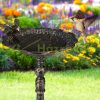 Bird feeder 40x20x18 cm standing antique cast iron bird bath stand bowl garden decoration white