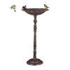 XXL Bird feeder 74.5x37.5x35 cm standing bird bath stand bowl garden decoration brown