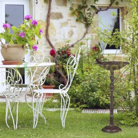   XXL Madáritató 74,5x37,5x35 cm álló madárfürdető állványos tál kerti dekoráció barna