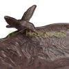 XXL Bird feeder 74.5x37.5x35 cm standing bird bath stand bowl garden decoration brown