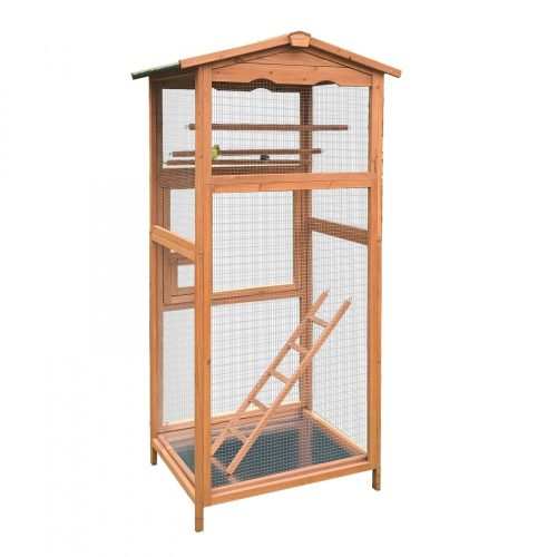 Wooden birdcage 174 cm high standing outdoor cage with roof