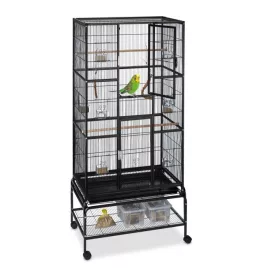   Madárkalitka 4 kerékkel ellátott madárház fekete színben