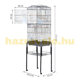 Madárkalitka 4 kerékkel ellátott madárház 47,5x37x153 cm fekete