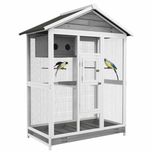 Birdcage wooden birdhouse with 4 perches 112x68x54 cm bitumen roof waterproof