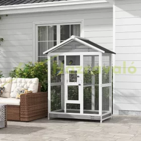   Madárkalitka fa madárház 4 ülőrúddal 112x68x54 cm bitumenes tetővel vízálló