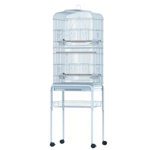 Madárkalitka 4 kerékkel ellátott madárház 47,5x37x153 cm fehér