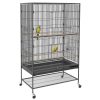 Birdcage 94x57x153 cm with perch, bird toys, removable bottom tray, gray birdhouse 