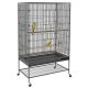 Birdcage 94x57x153 cm with perch, bird toys, removable bottom tray, gray birdhouse 