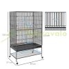 Birdcage 94x57x153 cm with perch, bird toys, removable bottom tray, gray birdhouse 