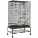 Birdcage 97x58x160 cm with accessories, perch, bird toys, removable bottom tray, black birdhouse 