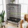 Birdcage 97x58x160 cm with accessories, perch, bird toys, removable bottom tray, black birdhouse 