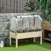 Raised greenhouse 121x55x117 cm roll-up foil cover wooden frame with fabric lining