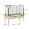 Raised greenhouse 121x55x117 cm roll-up foil cover wooden frame with fabric lining