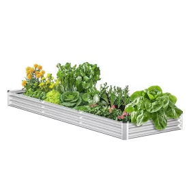   Extra nagy fém magaságyás 360,5x120,5x28,5 cm ezüst horganyzott acél ültetőláda