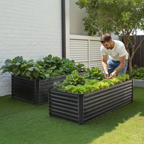   Prémium fém magaságyás 180x90x60 cm sötétszürke horganyzott acél ültetőláda