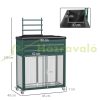 Planter box with raised bed storage space 85x40x135 cm with sliding doors, stainless steel frame in green color