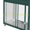 Planter box with raised bed storage space 85x40x135 cm with sliding doors, stainless steel frame in green color