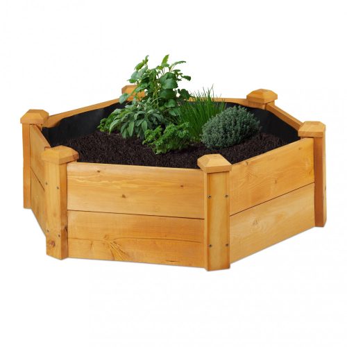 Raised wooden hexagon-shaped outdoor herb planter box 30x90x90 cm