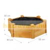 Raised wooden hexagon-shaped outdoor herb planter box 30x90x90 cm