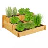 Raised wooden three-level planter box 37x93x93 cm