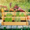 Raised wooden three-level planter box 37x93x93 cm