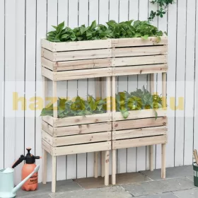   Fa magaságyás 4 darabos készlet 50x30x60 cm kültéri virágtartó, ültető láda