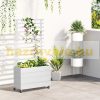 Wooden raised bed 76x30x155 cm with rolling flower stand grid, white plant runner planter box