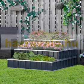 Magaságyás acél háromszintes magaságyás 118x118x62 cm