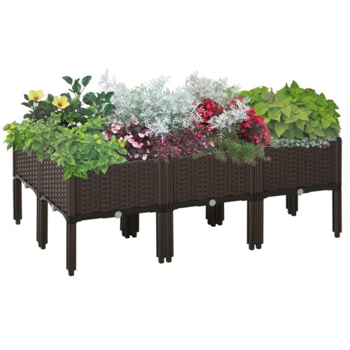 Polyrattan raised bed 6-piece set 40x40x44 cm outdoor planter, planter box