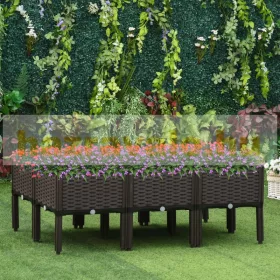   Polirattan magaságyás 6 darabos készlet 40x40x44 cm kültéri virágtartó, ültető láda