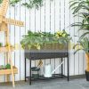 Polyrattan raised bed 70x30x72 cm outdoor planter, planter box with shelf 