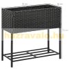 Polyrattan raised bed 70x30x72 cm outdoor planter, planter box with shelf 