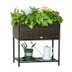 Polyrattan raised bed brown 70x30x72 cm outdoor planter, planter box with shelf 