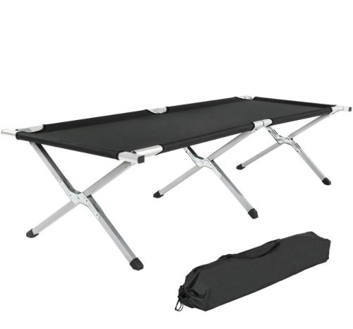 Elevated camping bed foldable camping/festival bed up to 150kg load, black