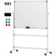 Magnetic board 120 x 90 cm rotatable, mobile magnetic board with metal frame workshop white